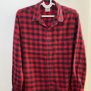 J.Crew Flannel Slim-fit Red and Black Shirt - Size L